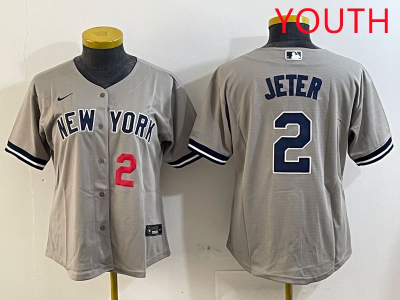 Youth New York Yankees #2 Jeter Grey Game 2025 Nike MLB Jersey style 7->youth mlb jersey->Youth Jersey